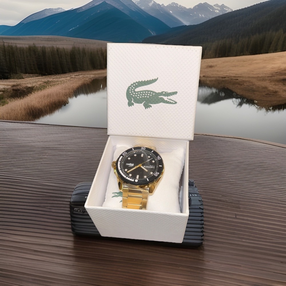 Lacoste 2011287 Men's Finn Quartz Gold-Tone Bracelet Watch 44mm